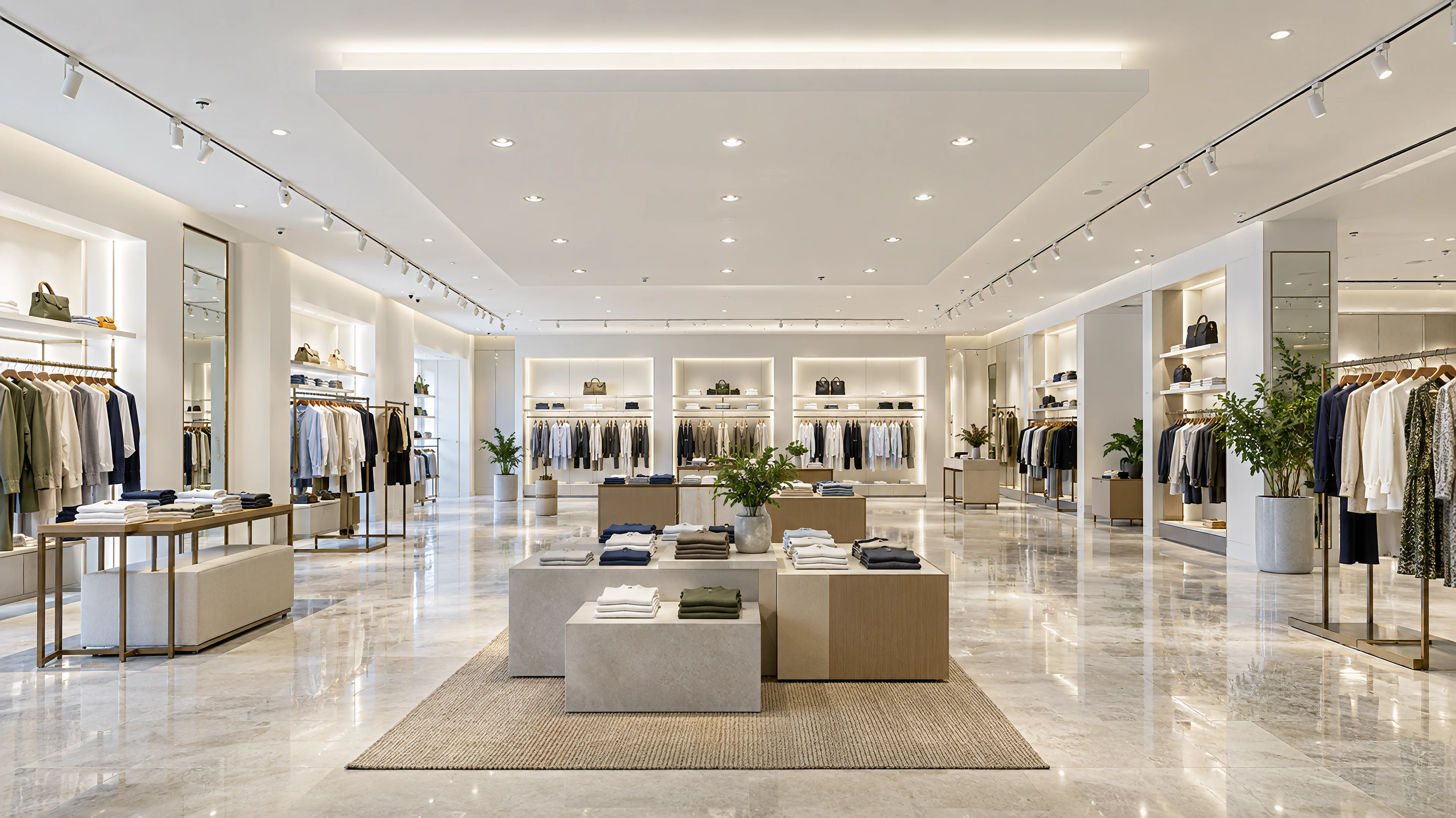 Shops: a finished gypsum board ceiling
